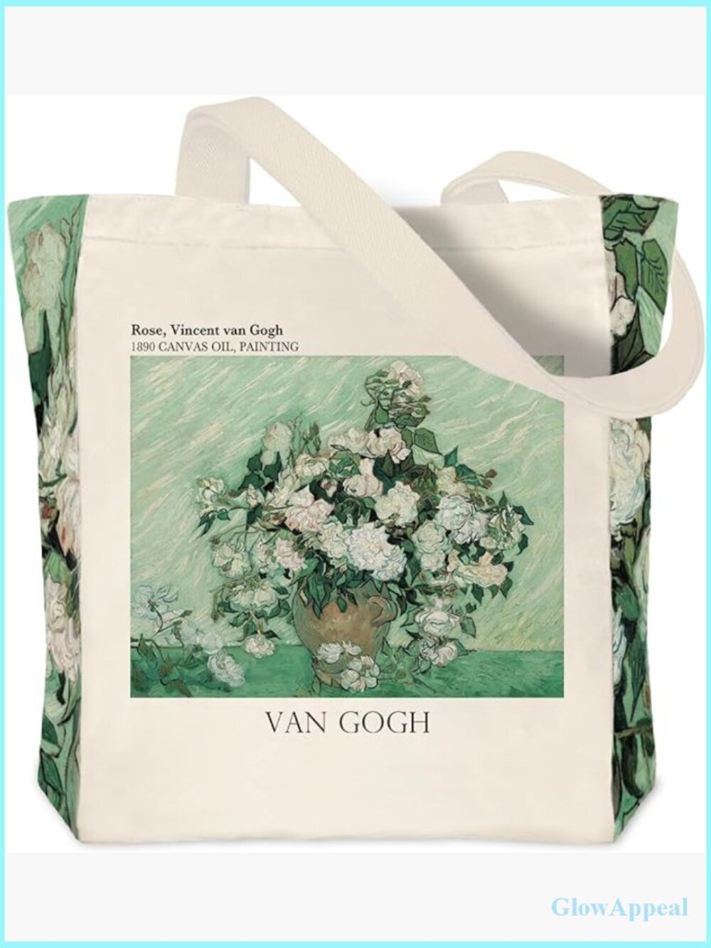 Large Canvas Tote Bag 15x16x4 Personalized Vintage Design Reusable